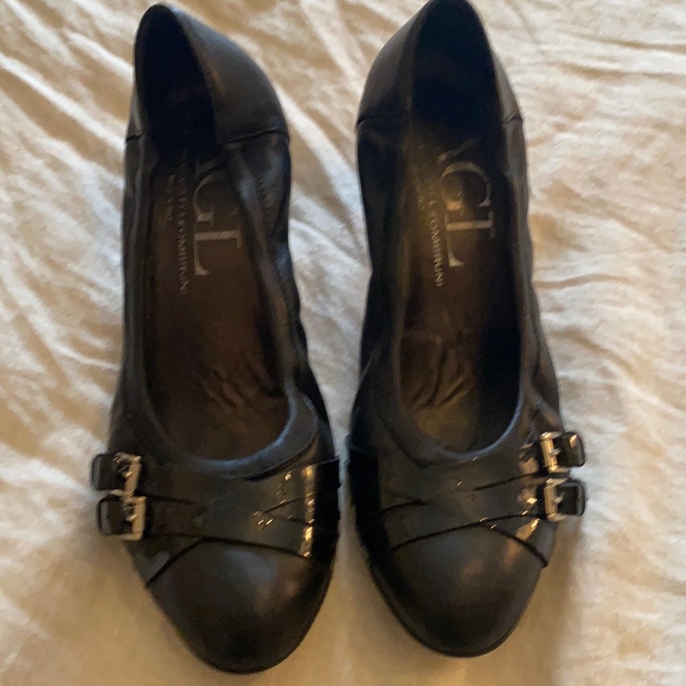 AGL black leather pumps